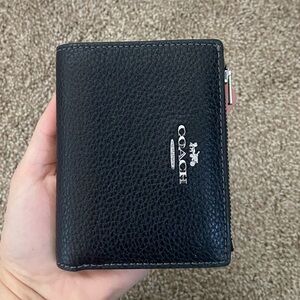 Like New Coach Billfold Black Genuine Leather Women’s Wallet Silver Hardware